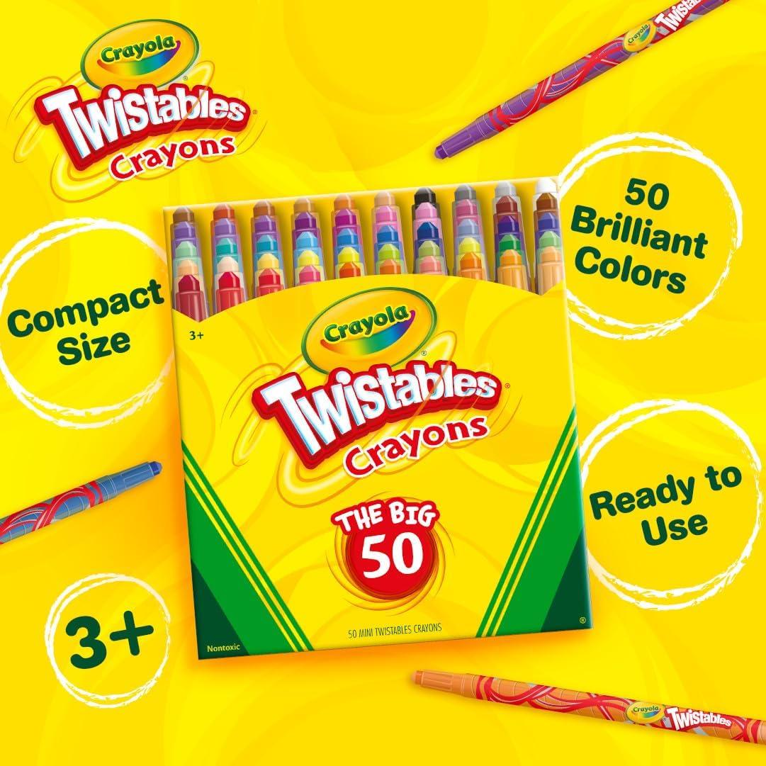 imageCrayola Mini Twistables Crayons for Kids 50ct Cute School Supplies for Girls ampamp Boys Toddler Crayons for Coloring Books Back to School Gifts for Kids