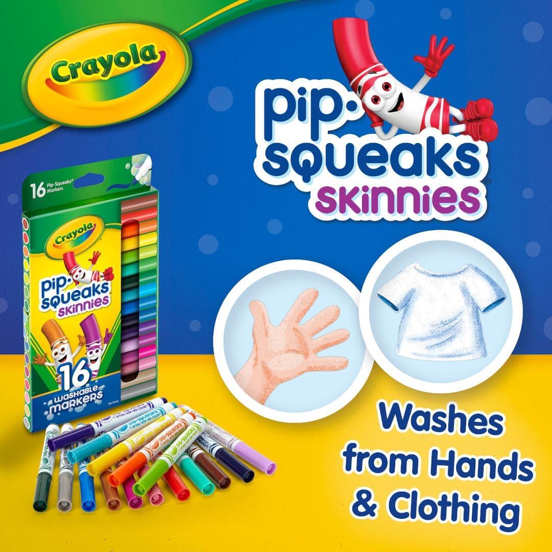 imageCrayola Pip Squeaks Skinnies Washable Marker Set 16ct Mini Markers for Toddlers Thin Coloring Supplies for Kids Toddler Back to School Essentials1 Count Pack of 1
