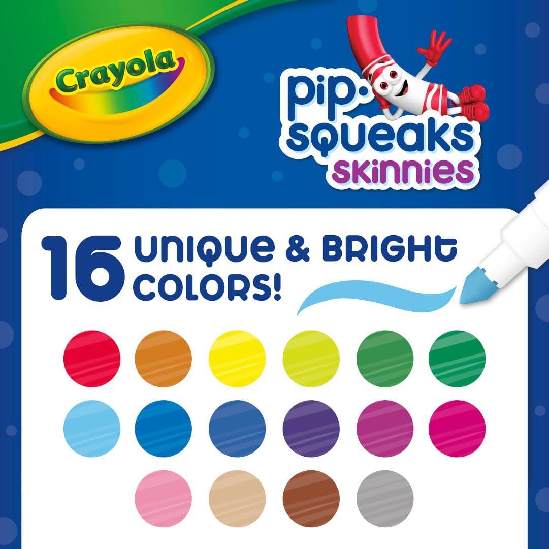 imageCrayola Pip Squeaks Skinnies Washable Marker Set 16ct Mini Markers for Toddlers Thin Coloring Supplies for Kids Toddler Back to School Essentials1 Count Pack of 1