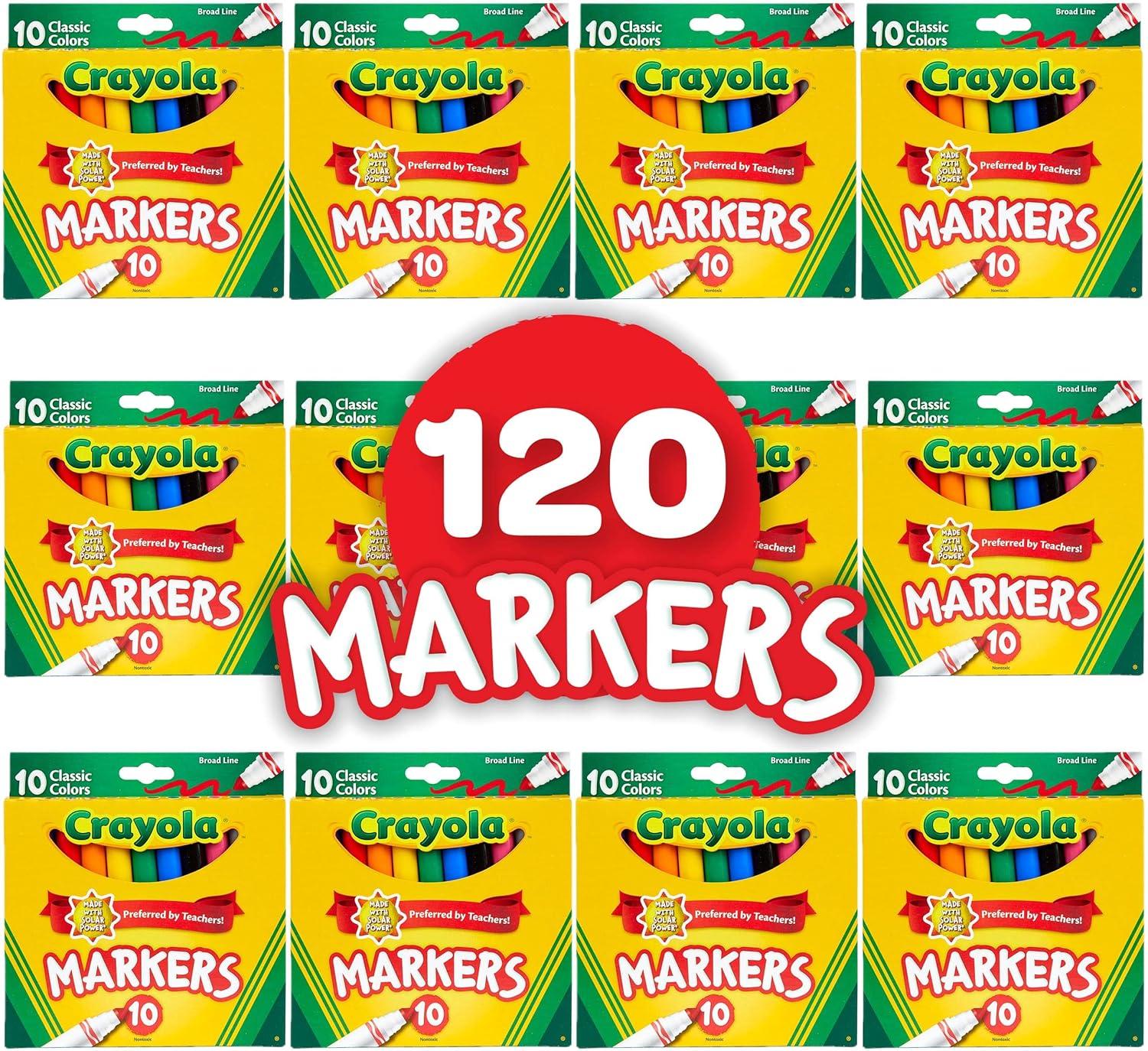 imageCrayola Broad Line Markers 12pk Bulk School Coloring Markers for Kids Teacher Classroom Must Haves Back to School Essential Supplies for Preschool ampamp Kindergarten10 Count Pack of 12