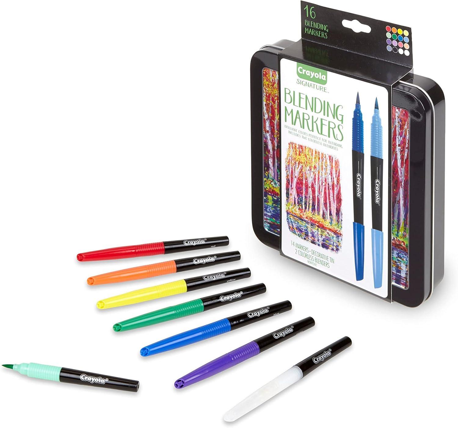 imageCrayola Brush ampamp Detail Dual Tip Marker Set 16 Markers 32 Colors Adult Coloring Markers Gifts for Teens ampamp AdultsBlending Markers