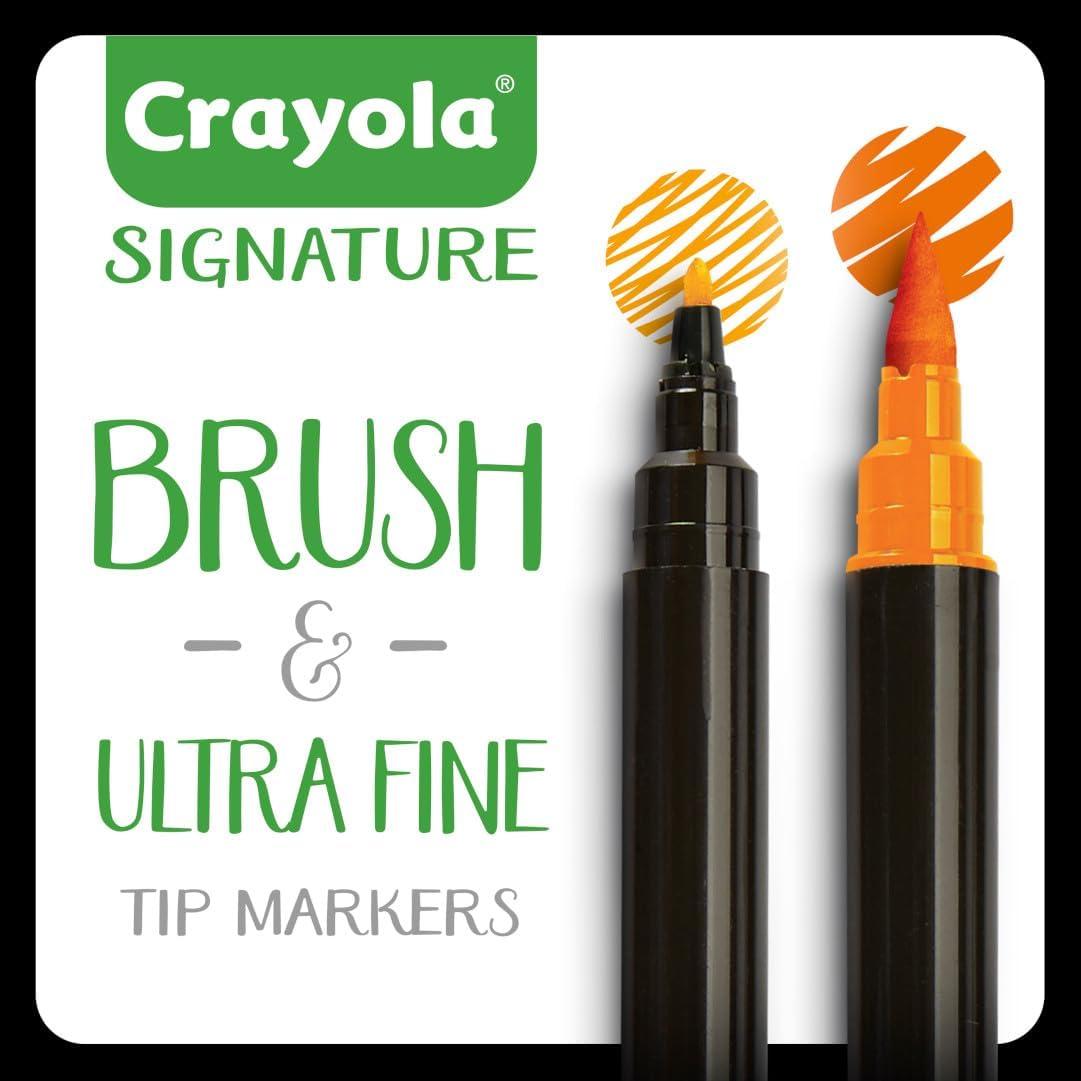imageCrayola Brush ampamp Detail Dual Tip Marker Set 16 Markers 32 Colors Adult Coloring Markers Gifts for Teens ampamp AdultsBrush  Detail