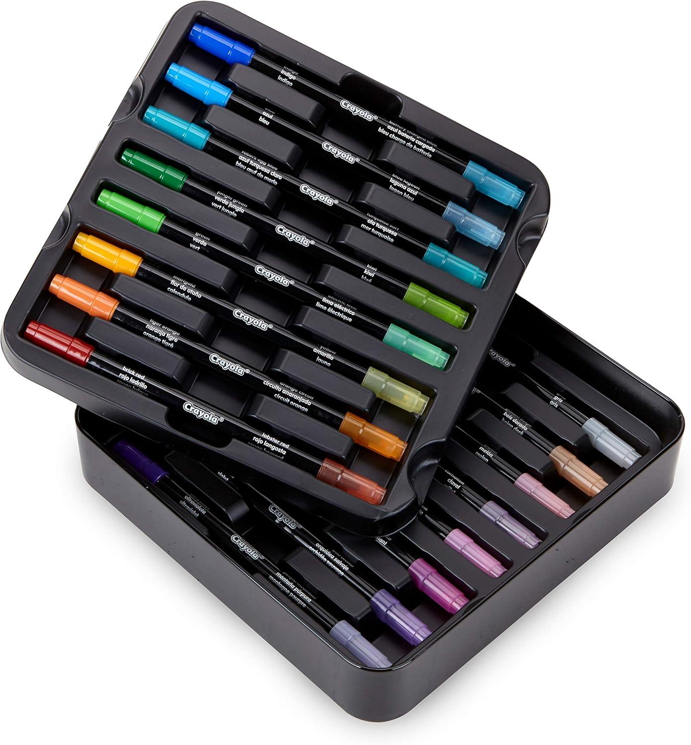 imageCrayola Brush ampamp Detail Dual Tip Marker Set 16 Markers 32 Colors Adult Coloring Markers Gifts for Teens ampamp AdultsSketch  Detail