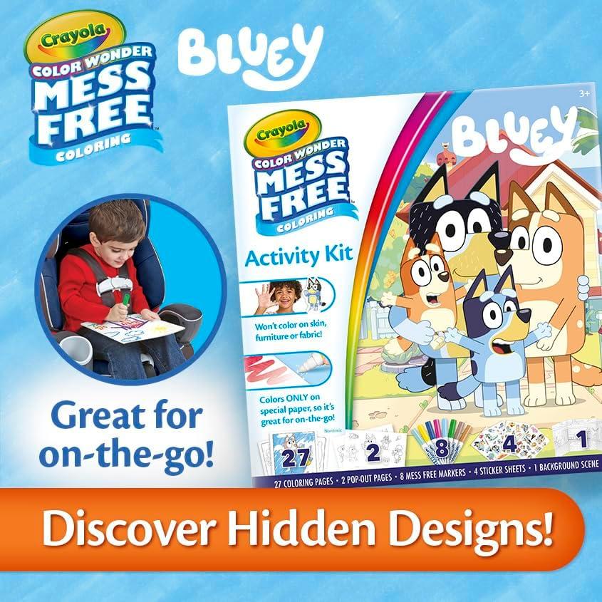 imageCrayola Color Wonder Bluey Activity Kit Mess Free Coloring for Toddlers Art Set for Kids Toddler Plane Essential Bluey Toys Gifts for Kids 3Bluey Activity Set