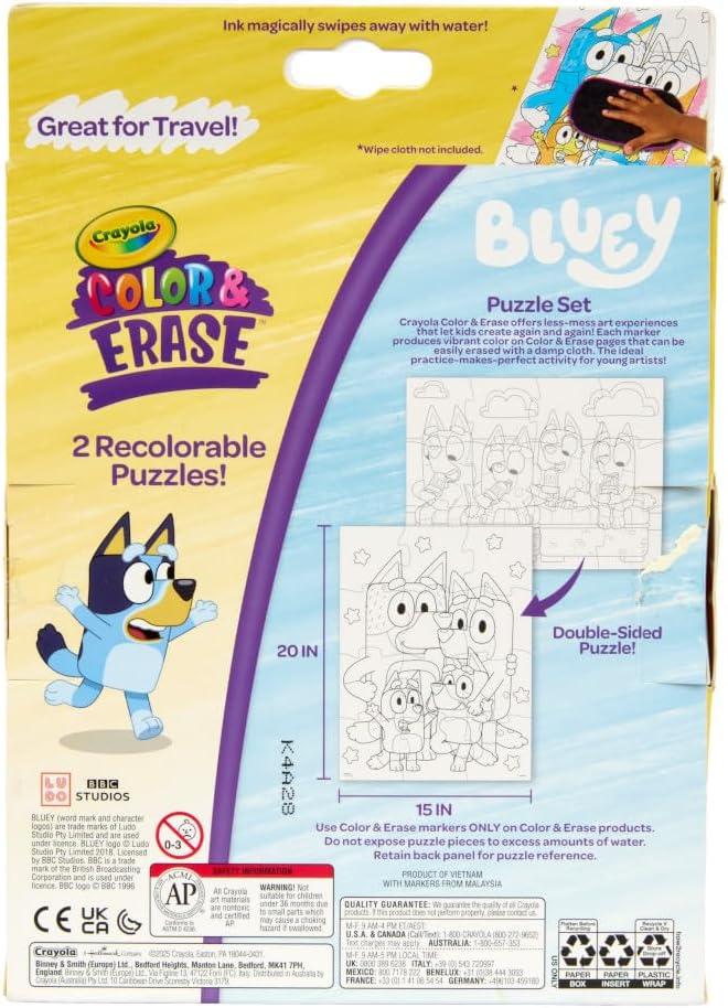 imageCrayola Color Wonder Bluey Activity Kit Mess Free Coloring for Toddlers Art Set for Kids Toddler Plane Essential Bluey Toys Gifts for Kids 3Bluey Color  Erase Puzzle