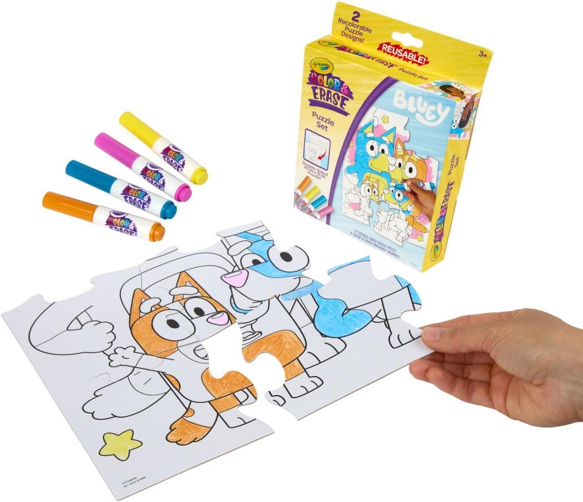 imageCrayola Color Wonder Bluey Activity Kit Mess Free Coloring for Toddlers Art Set for Kids Toddler Plane Essential Bluey Toys Gifts for Kids 3Bluey Color  Erase Puzzle