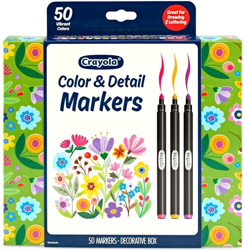 imageCrayola Color ampamp Detail Marker Set 50ct Drawing Markers for Adults Art Markers Graphic ampamp Fine Tip Gift for Teens ampamp Adults