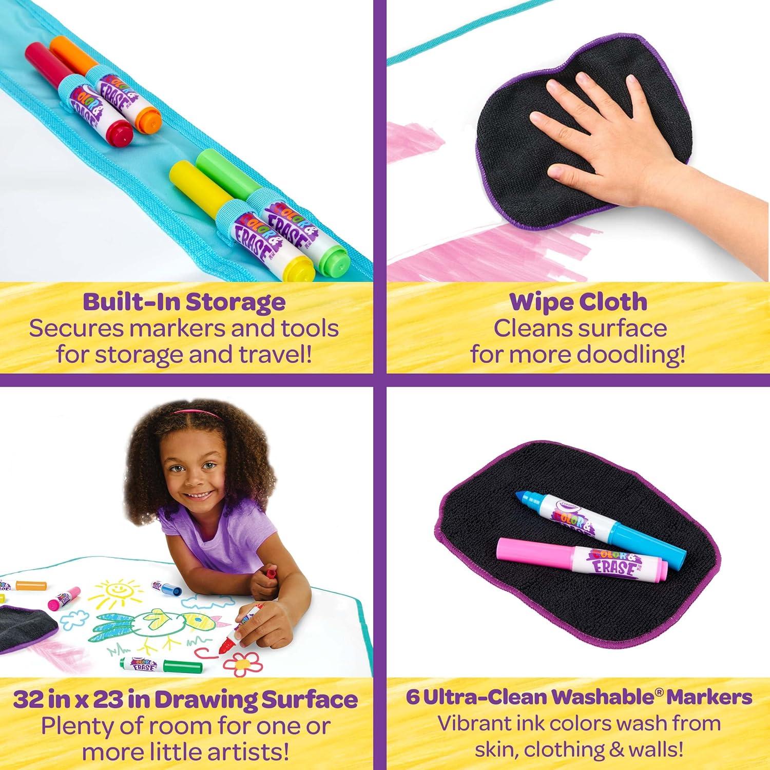 imageCrayola Color ampamp Erase Drawing Board for Kids Travel Coloring Kit Drawing Toy Toddler Coloring Set Gift for Kids 3Activity Mat