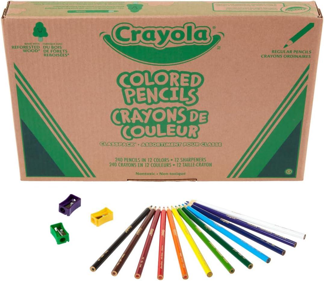 imageCrayola Colored Pencils Classpack 240ct Must Have Classroom Supplies for Teachers Bulk Colored Pencils for School 12 Colors Back to School Essentials