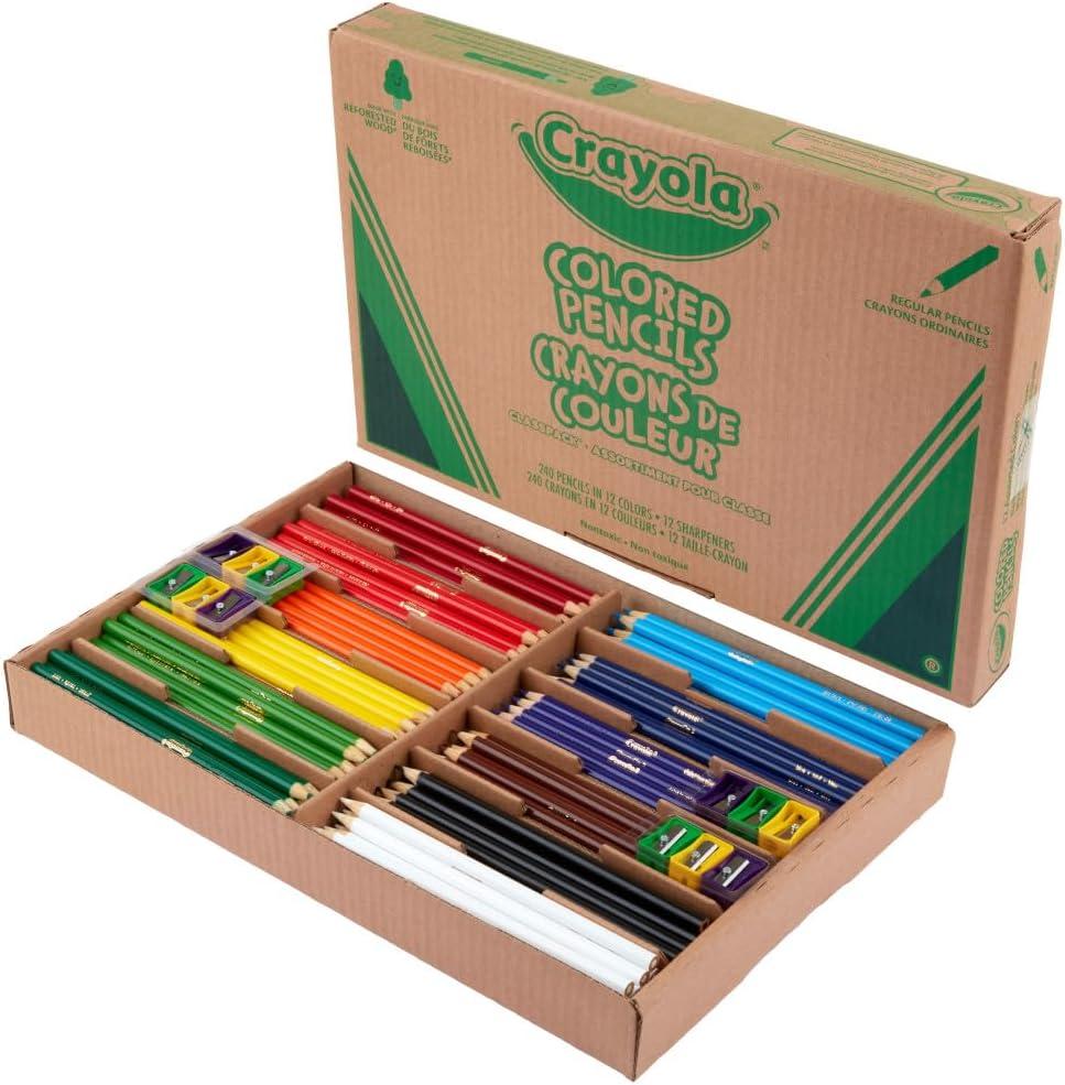 imageCrayola Colored Pencils Classpack 240ct Must Have Classroom Supplies for Teachers Bulk Colored Pencils for School 12 Colors Back to School Essentials