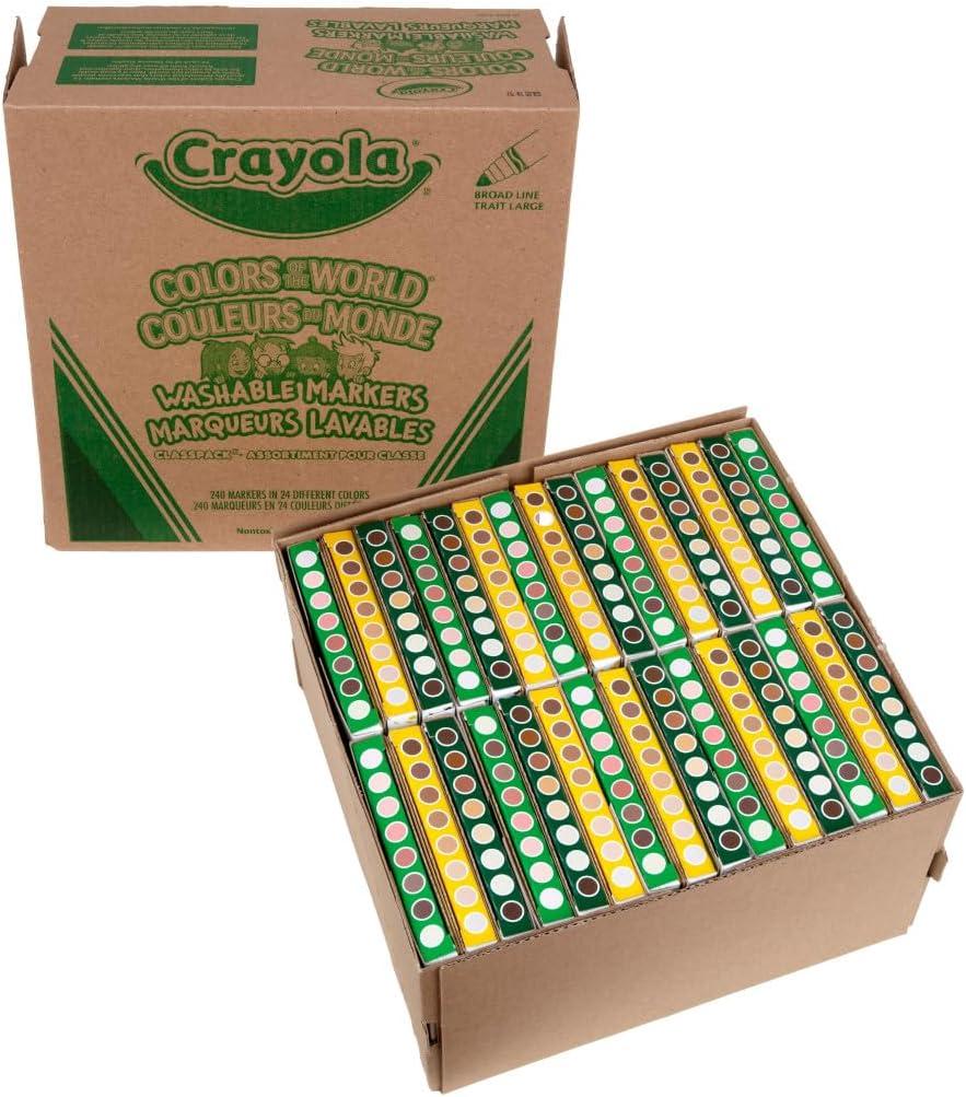 imageCrayola Colors Of The World Classpack 240 Ct Bulk Skin Tone Washable Markers School Supplies For Teachers Individual Marker Boxes