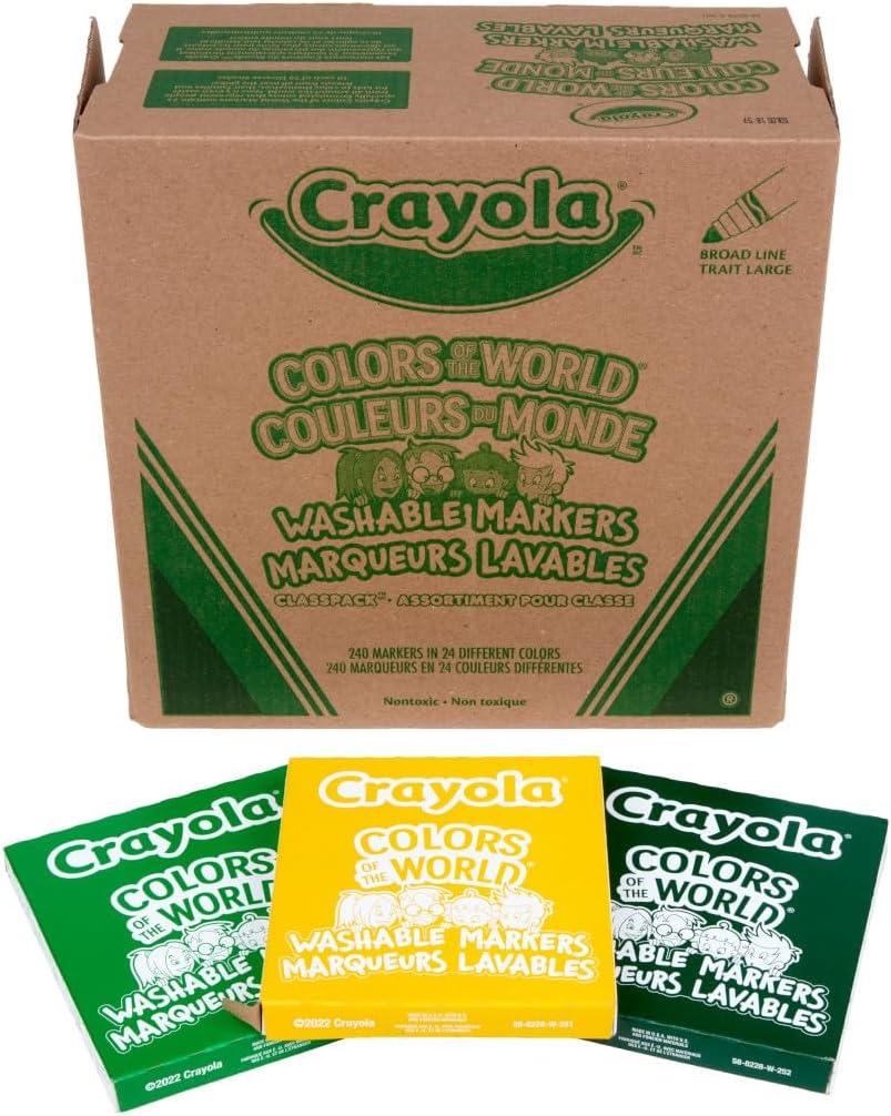 imageCrayola Colors Of The World Classpack 240 Ct Bulk Skin Tone Washable Markers School Supplies For Teachers Individual Marker Boxes