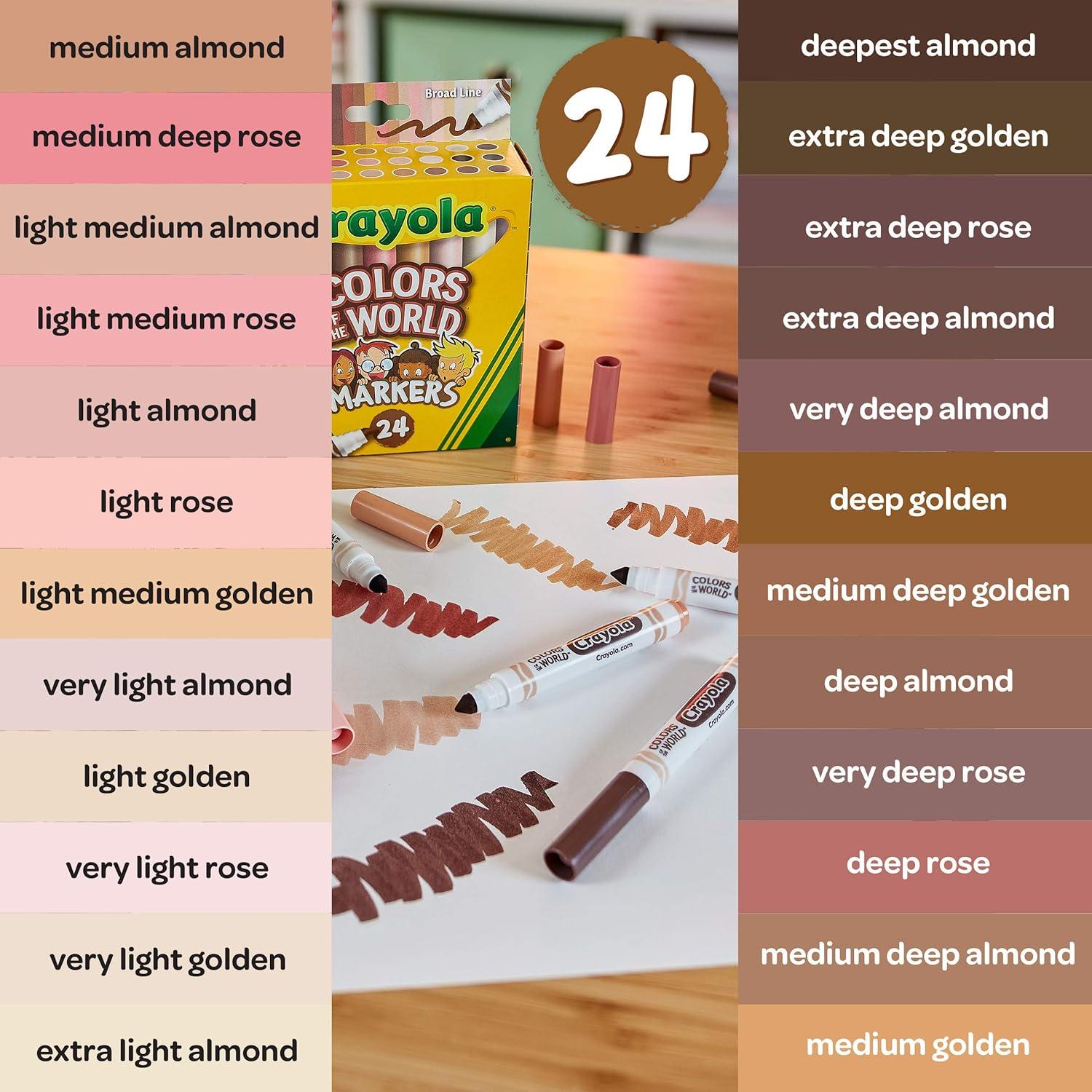 imageCrayola Colors of the World Markers  6 Pack 24ct Bulk Skin Tone Marker Set for Kids Art Marker Classroom Must Have Ages 31 Count Pack of 1