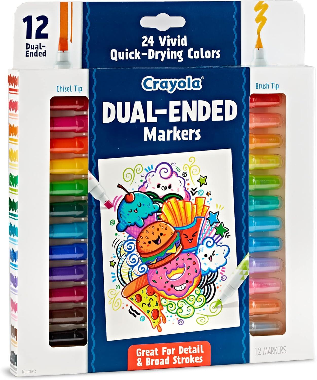 imageCrayola Dual Chisel Tip ampamp Brush Markers 12ct Markers for Adults Art Marker Set Coloring Supplies Gifts for Teens ampamp Adults12 Count Pack of 2
