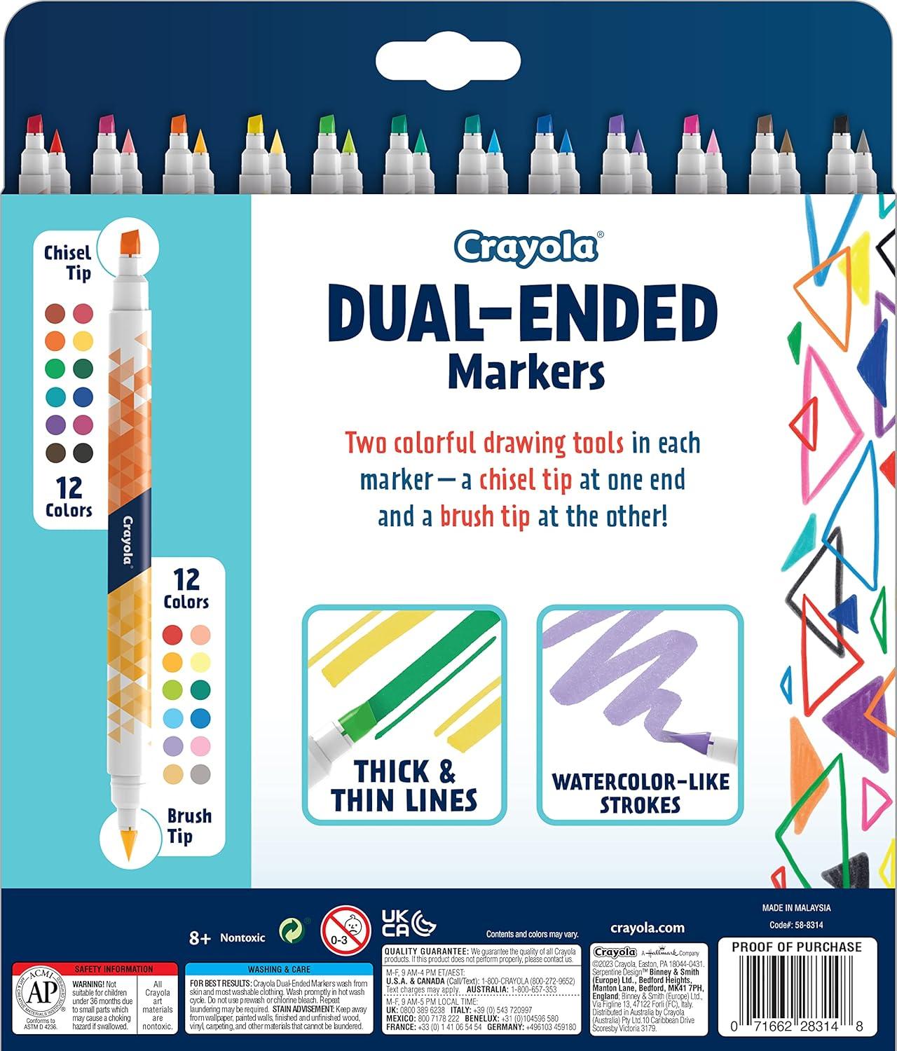 imageCrayola Dual Chisel Tip ampamp Brush Markers 12ct Markers for Adults Art Marker Set Coloring Supplies Gifts for Teens ampamp Adults12 Count Pack of 2