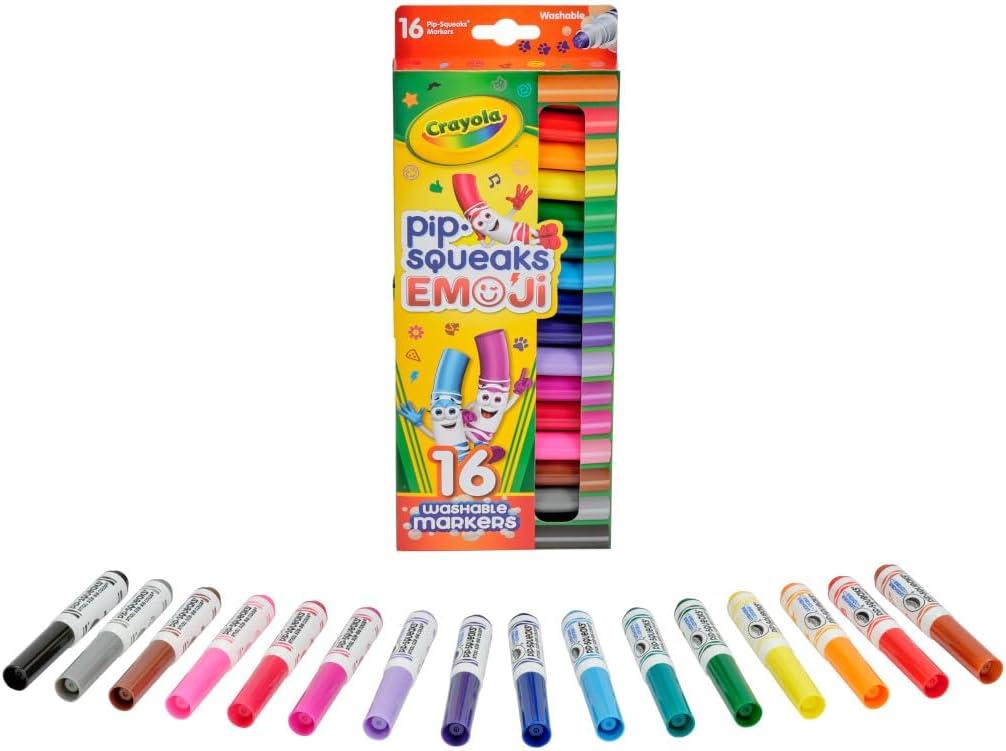 imageCrayola Emoji Pip Squeaks Washable Markers 16ct Toddler Mini Stamper Marker Set Coloring Supplies for Toddlers Gift for Kids