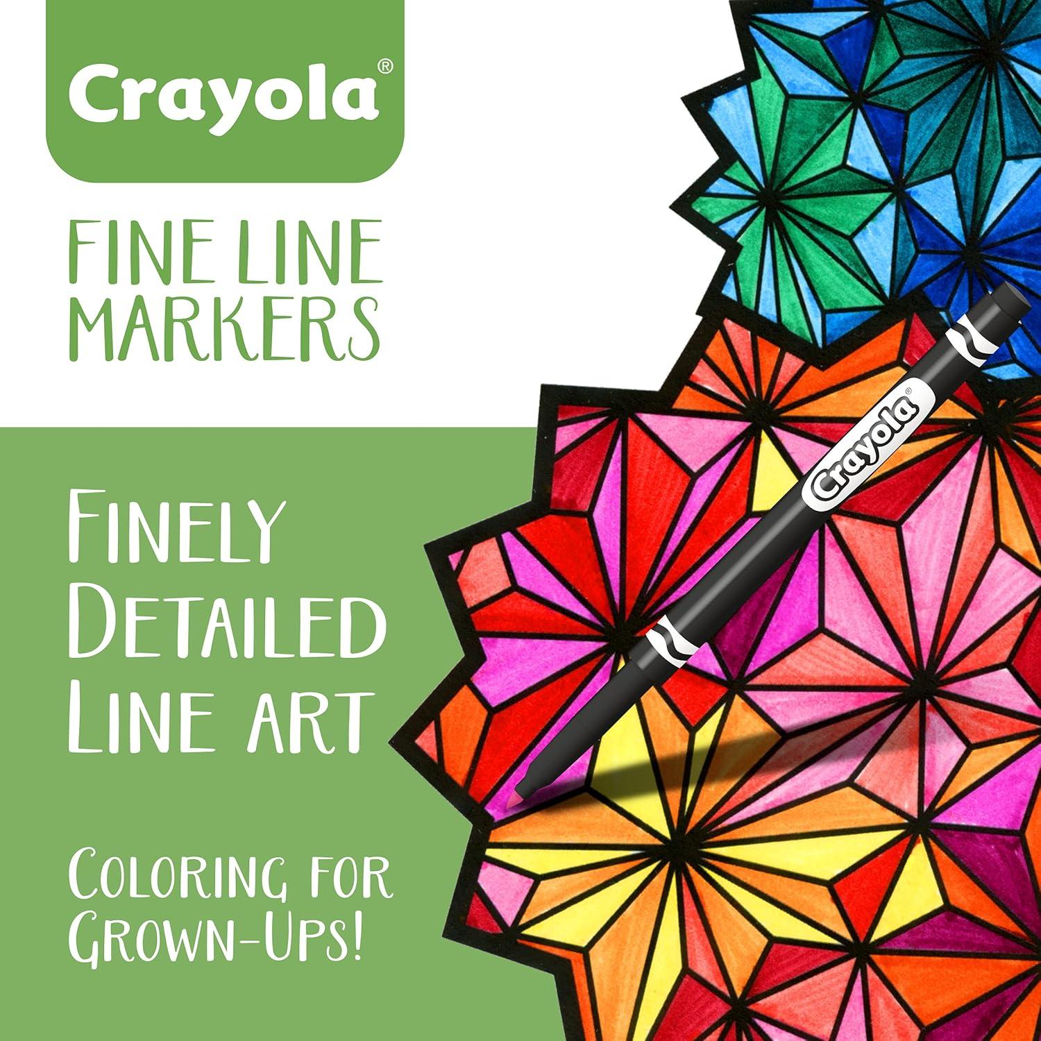 imageCrayola Fine Line Markers for Adults 40ct Skinny Marker Set for Adult Coloring Books Aesthetic Art Supplies Stress Relief Activity Coloring Supplies
