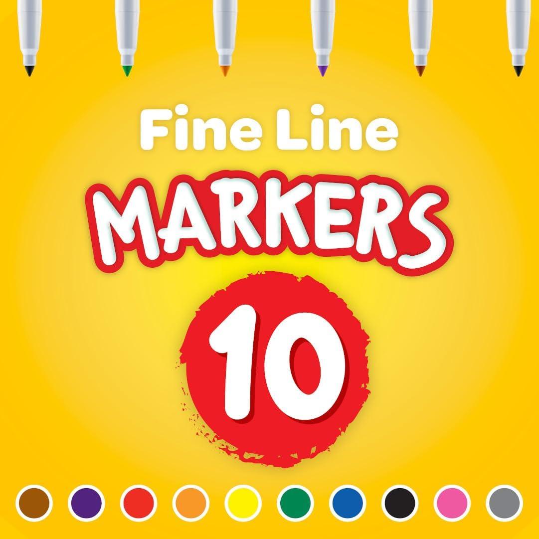 imageCrayola Fine Line Markers for Kids 12 Boxes Coloring Markers for School Bulk Back to School Supplies Teacher Classroom Must Have 10 Colors 3Markers Bulk