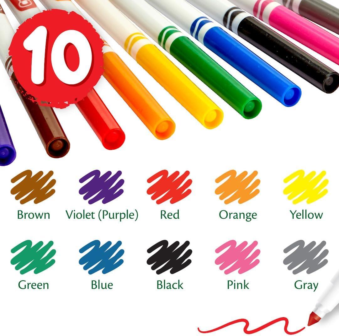imageCrayola Fine Line Markers for Kids 12 Boxes Coloring Markers for School Bulk Back to School Supplies Teacher Classroom Must Have 10 Colors 3Markers Bulk