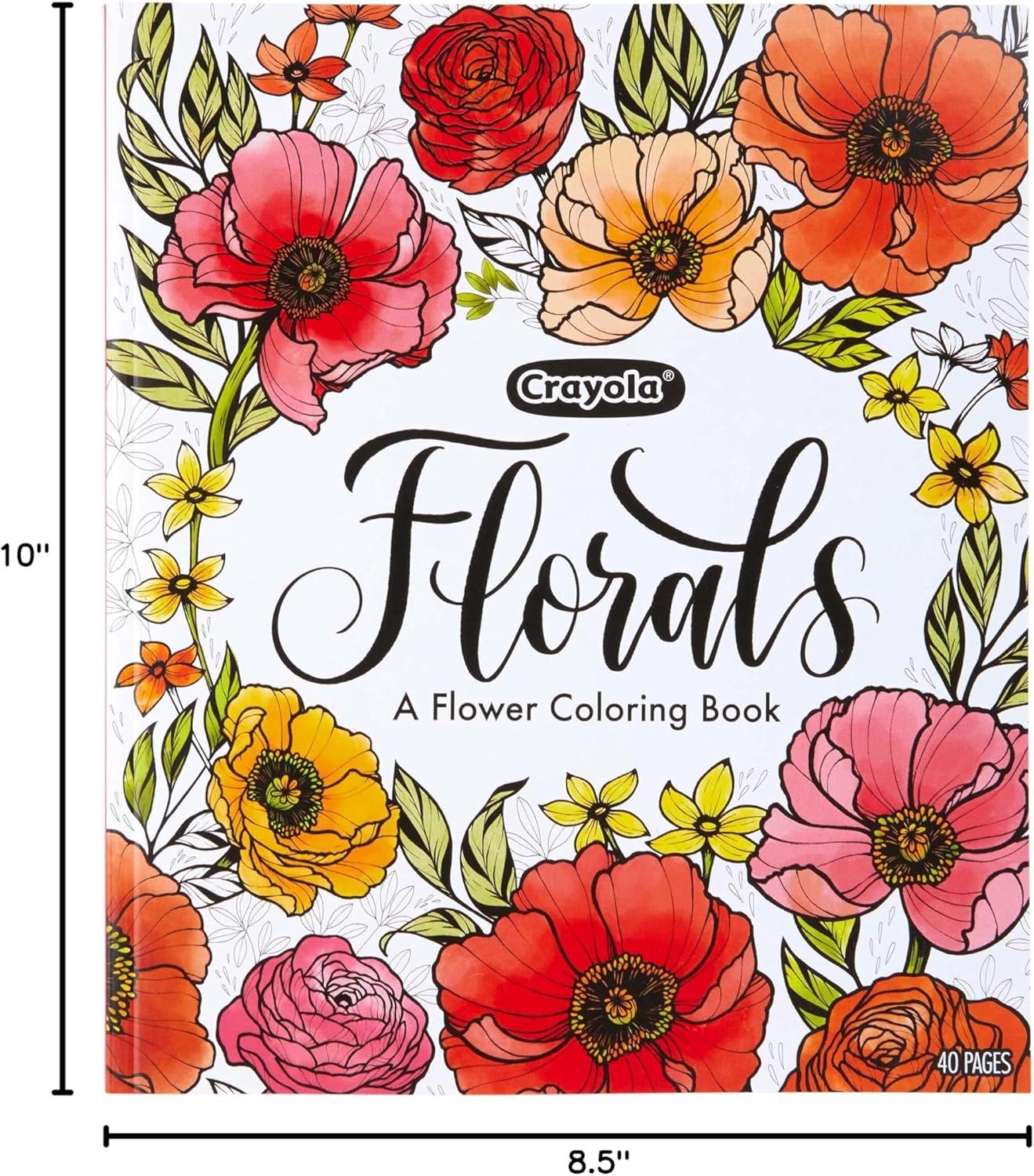 imageCrayola Floral Adult Coloring Book 40pgs Flower Adult Coloring Pages Stress Relief Activity Mindfulness Gift for Teens ampamp Adults 9Florals