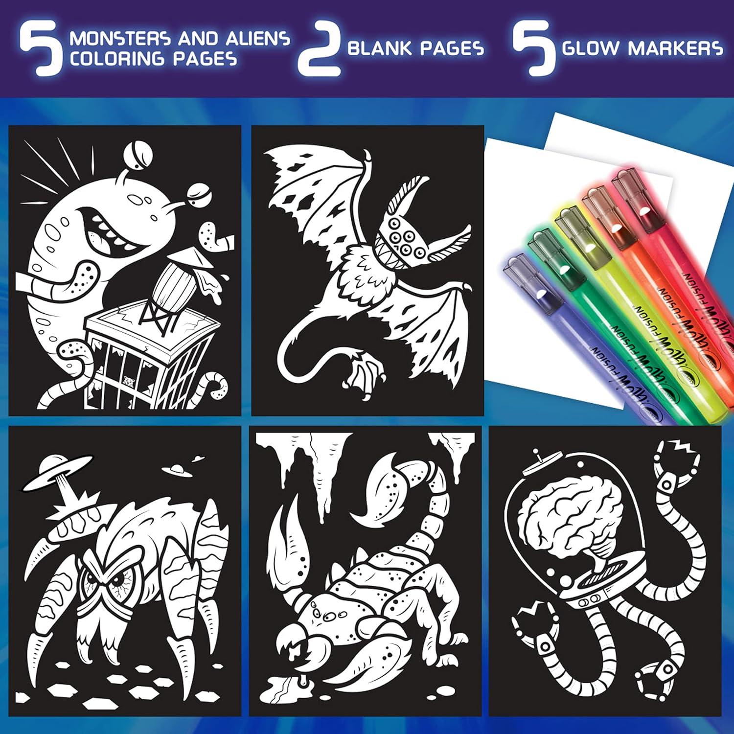 imageCrayola Glow Fusion Glow in The Dark Coloring Set with Markers Alien ampamp Monster Coloring Pages Gift for KidsAlien  Monsters