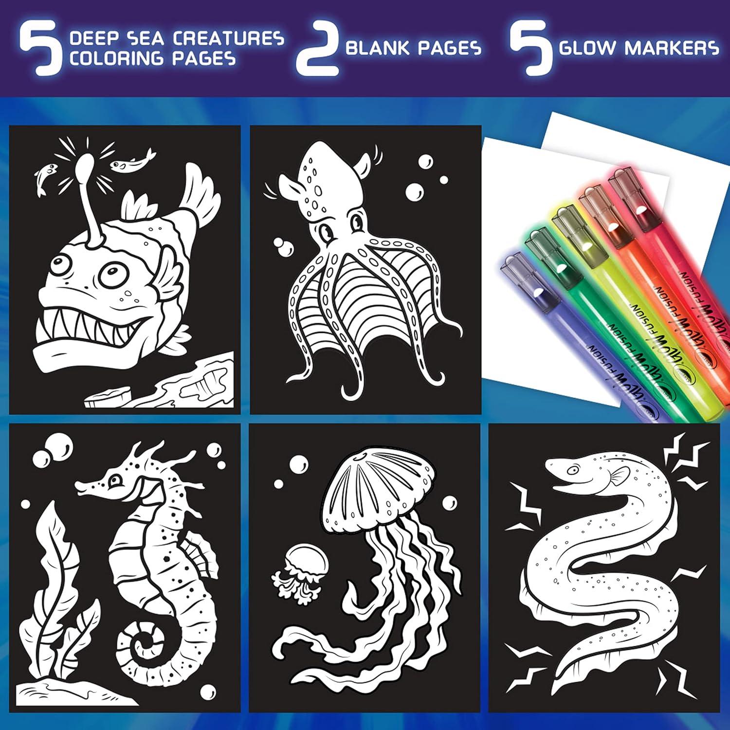 imageCrayola Glow Fusion Glow in The Dark Coloring Set with Markers Alien ampamp Monster Coloring Pages Gift for KidsDeep Sea Creatures