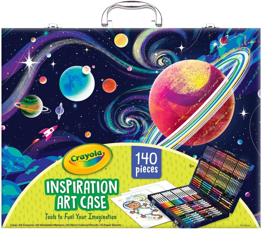 imageCrayola Inspiration Art Case Coloring Set 140pc Space Theme  Art Kit for Kids Crayons Markers Pencils Gift for Boys ampamp Girls Ages 5 6 7 8 Amazon ExclusiveSpace