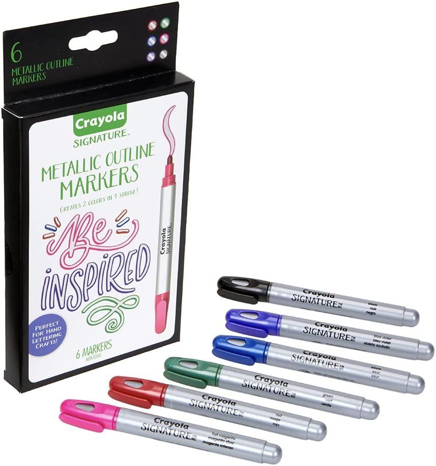 imageCrayola Metallic Outline Paint Markers Assorted Colors Art Supplies 6 Count