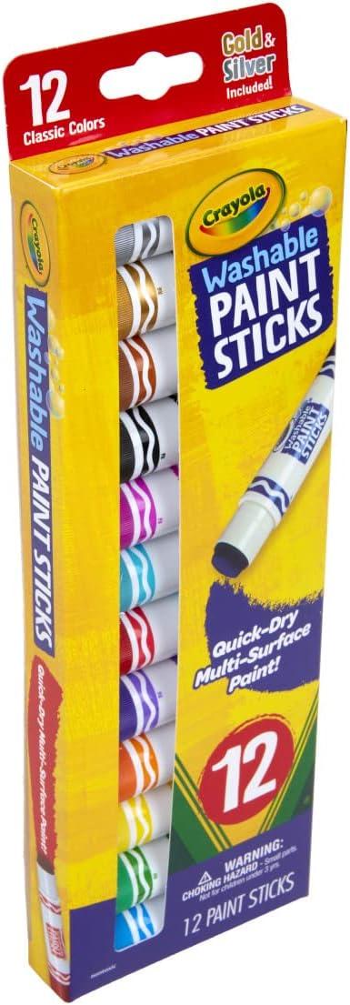 imageCrayola Quick Dry Paint Sticks 12ct Washable Paint Set for Kids Arts ampamp Crafts Supplies MultiSurface Assorted Colors Kids Gifts1 Count Pack of 1