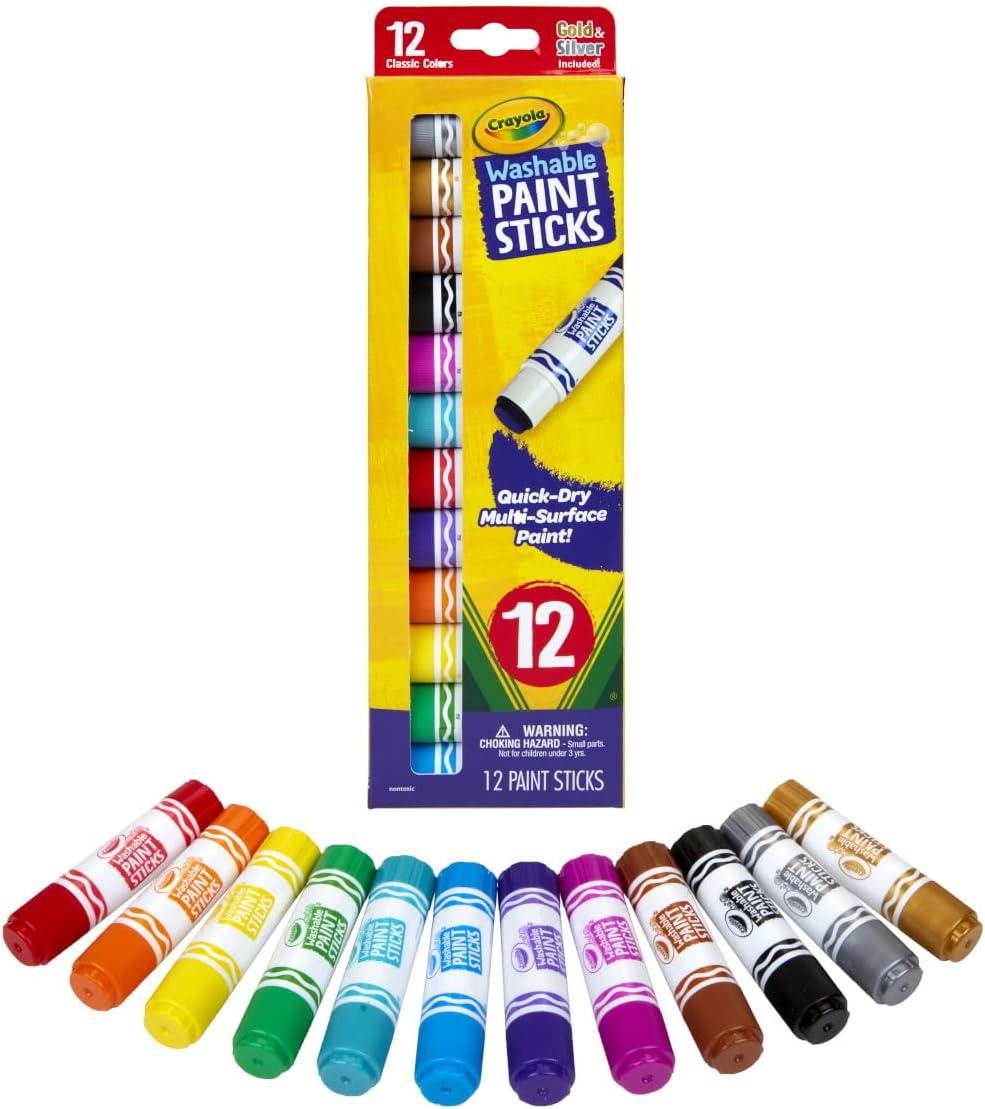 imageCrayola Quick Dry Paint Sticks 12ct Washable Paint Set for Kids Arts ampamp Crafts Supplies MultiSurface Assorted Colors Kids Gifts1 Count Pack of 1