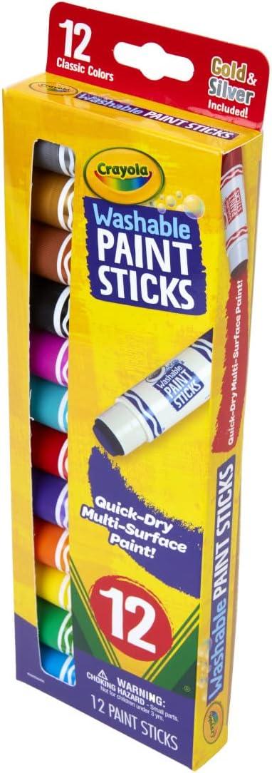 imageCrayola Quick Dry Paint Sticks 12ct Washable Paint Set for Kids Arts ampamp Crafts Supplies MultiSurface Assorted Colors Kids Gifts1 Count Pack of 1
