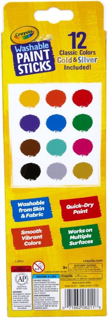 imageCrayola Quick Dry Paint Sticks 12ct Washable Paint Set for Kids Arts ampamp Crafts Supplies MultiSurface Assorted Colors Kids Gifts1 Count Pack of 1