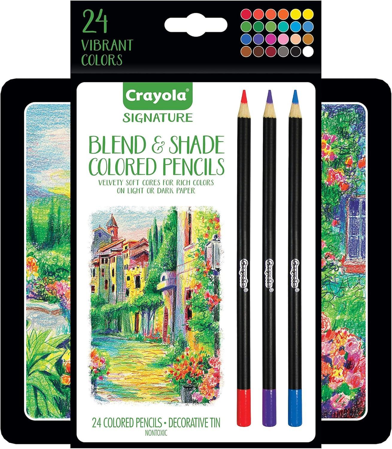 imageCrayola Signature Blend ampamp Shade Soft Core Colored Pencils in Tin Gift  24 Count Blend ampamp Shade Colored Pencils