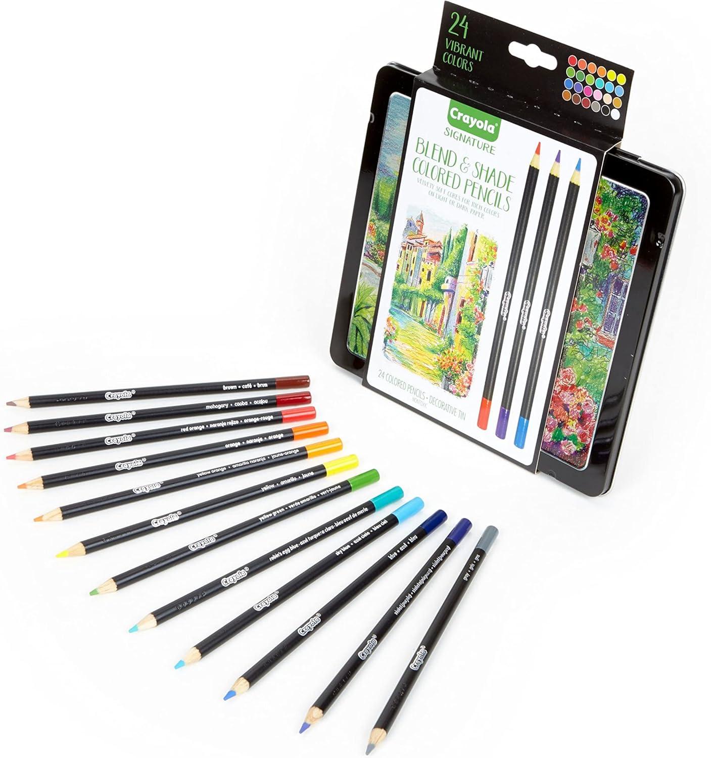 imageCrayola Signature Blend ampamp Shade Soft Core Colored Pencils in Tin Gift  24 Count Blend ampamp Shade Colored Pencils
