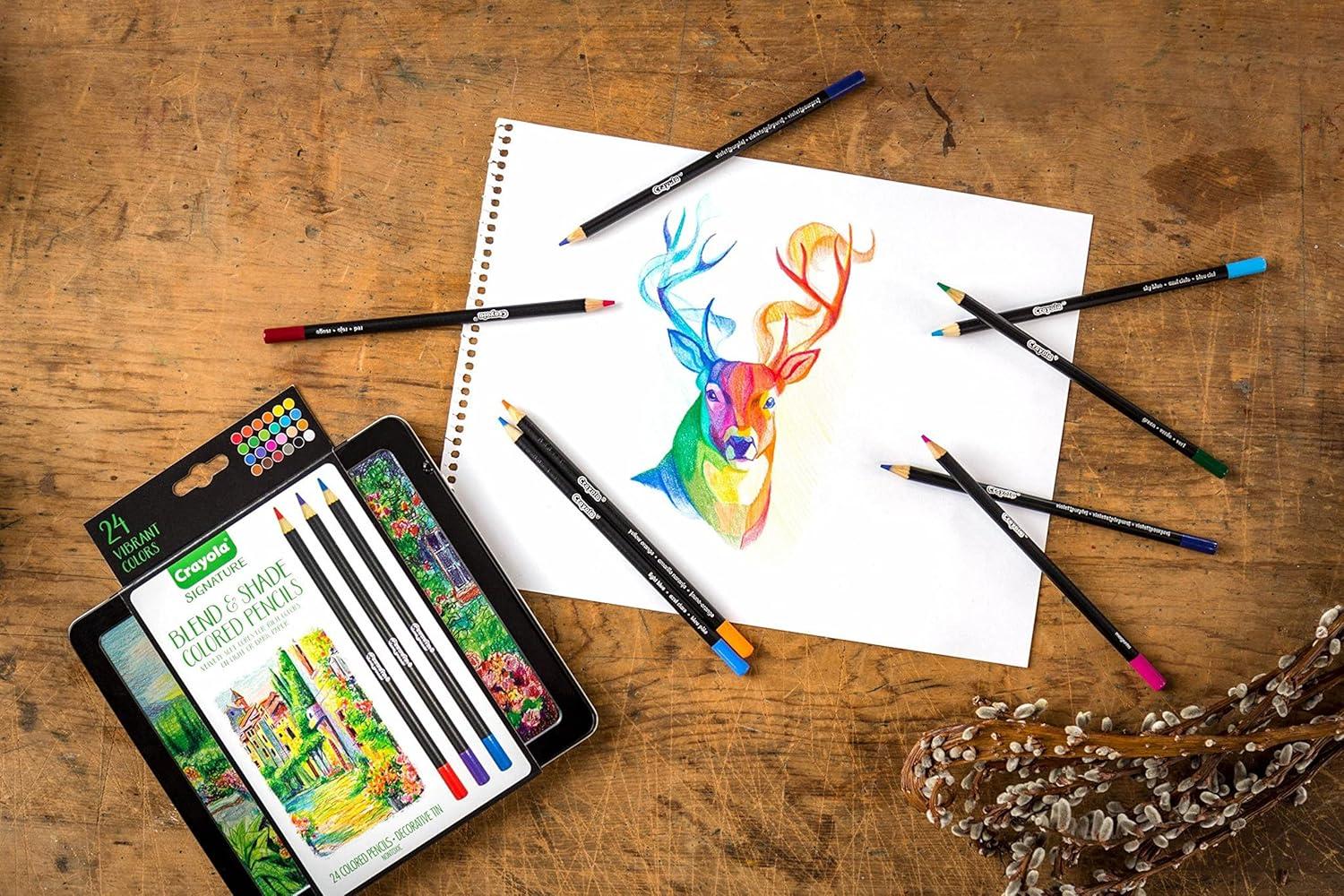 imageCrayola Signature Blend ampamp Shade Soft Core Colored Pencils in Tin Gift  24 Count Blend ampamp Shade Colored Pencils