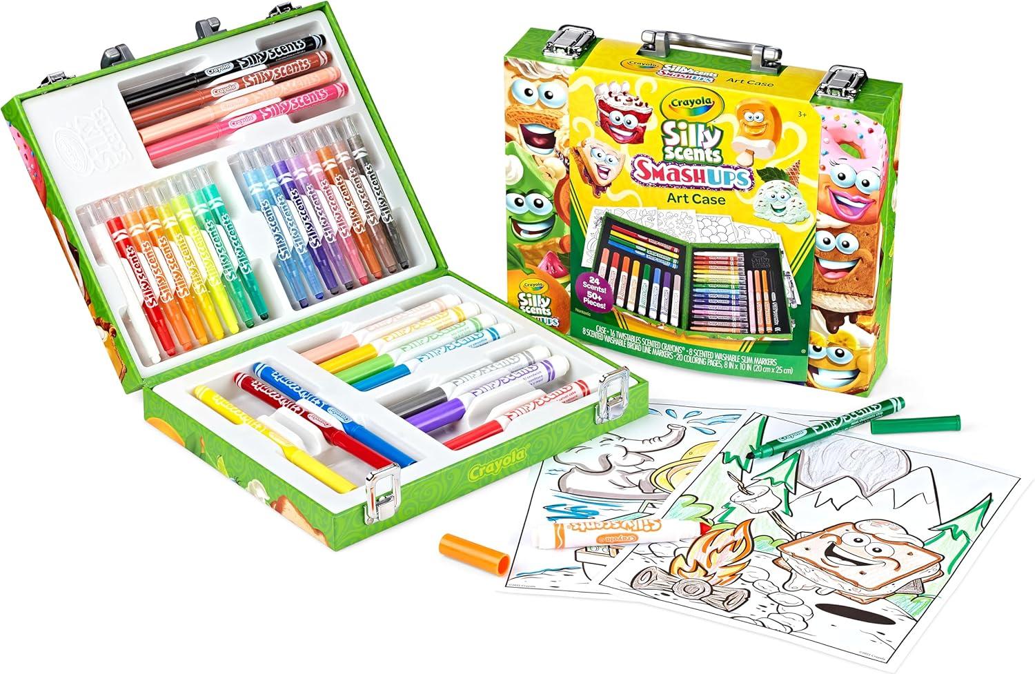 imageCrayola Silly Scents Mini Inspiration Art Case Scented Crayons ampamp Markers Set Art Kit for Kids Coloring Supplies Travel Gifts for Kids Ages 4
