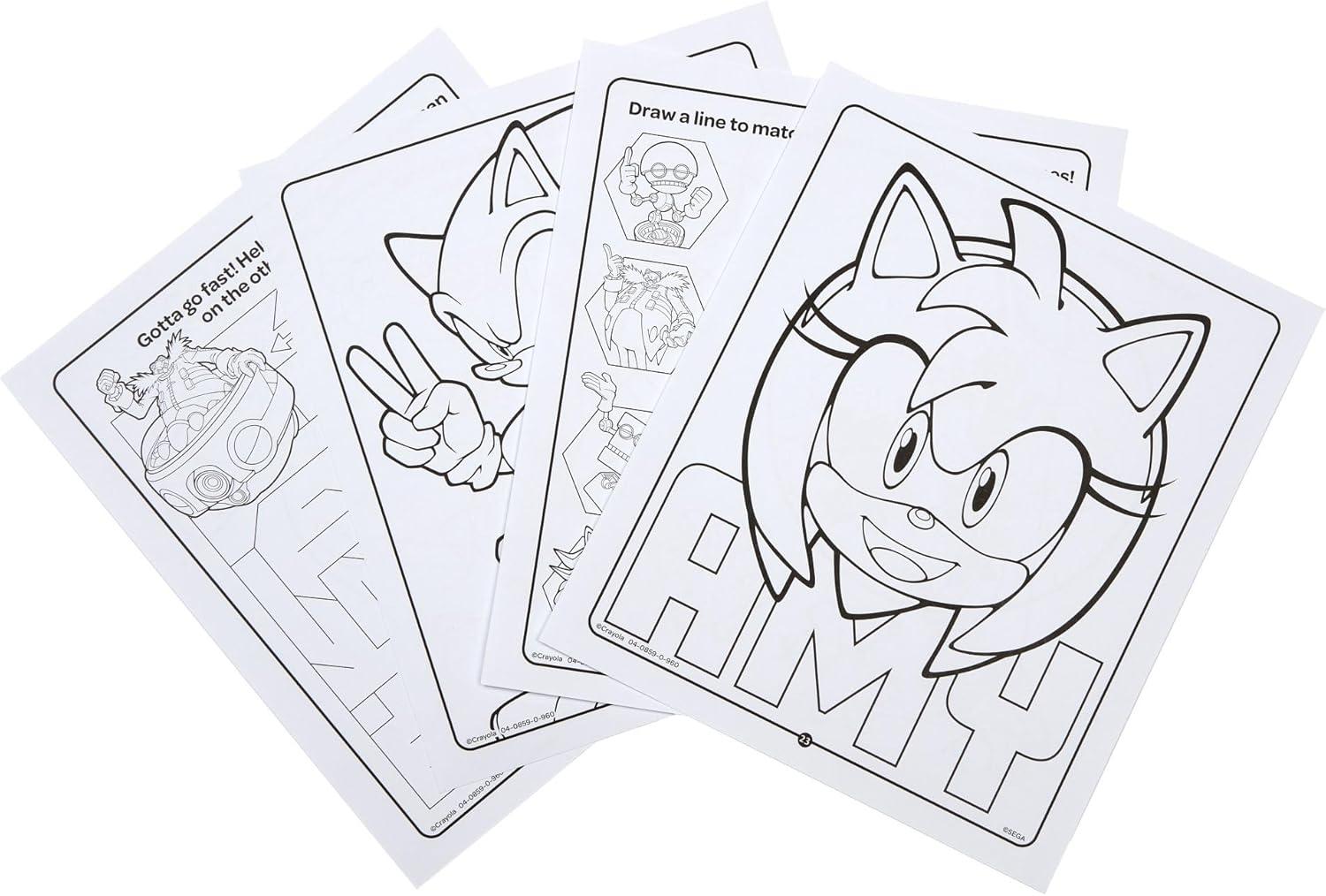 imageCrayola Sonic Color and Sticker Activity Set with Pipsqueak Markers Gift for Kids Sonic Coloring Pages and Stickers 3