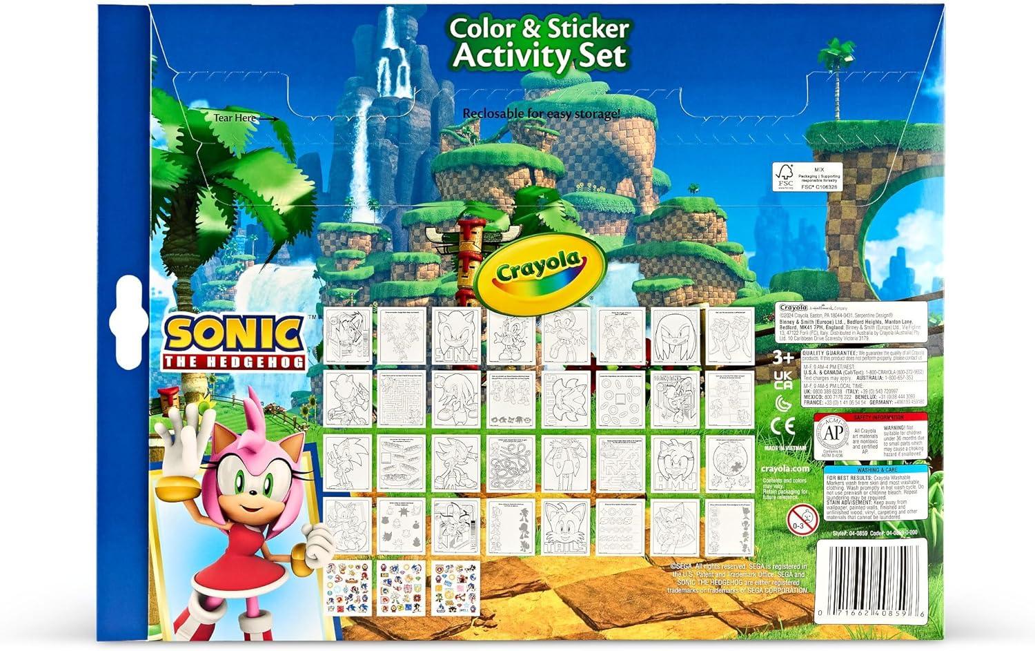 imageCrayola Sonic Color and Sticker Activity Set with Pipsqueak Markers Gift for Kids Sonic Coloring Pages and Stickers 3