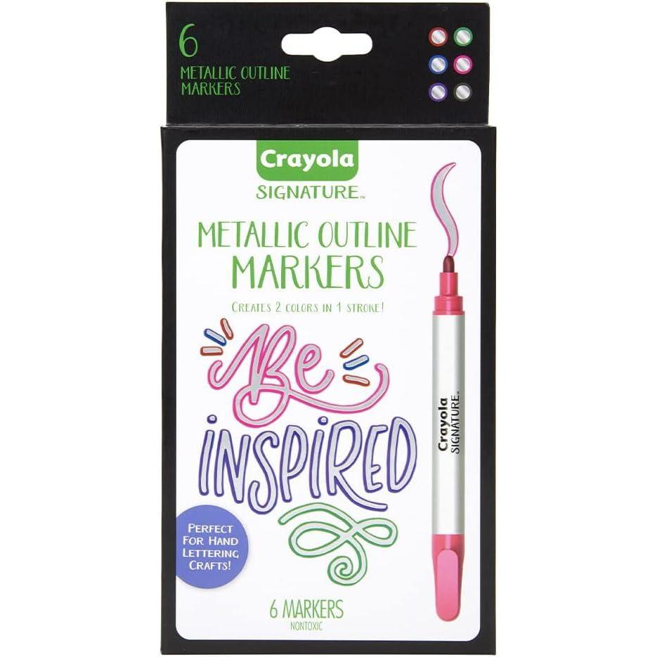 imageCrayola Metallic Outline Paint Markers Assorted Colors Art Supplies 6 Count