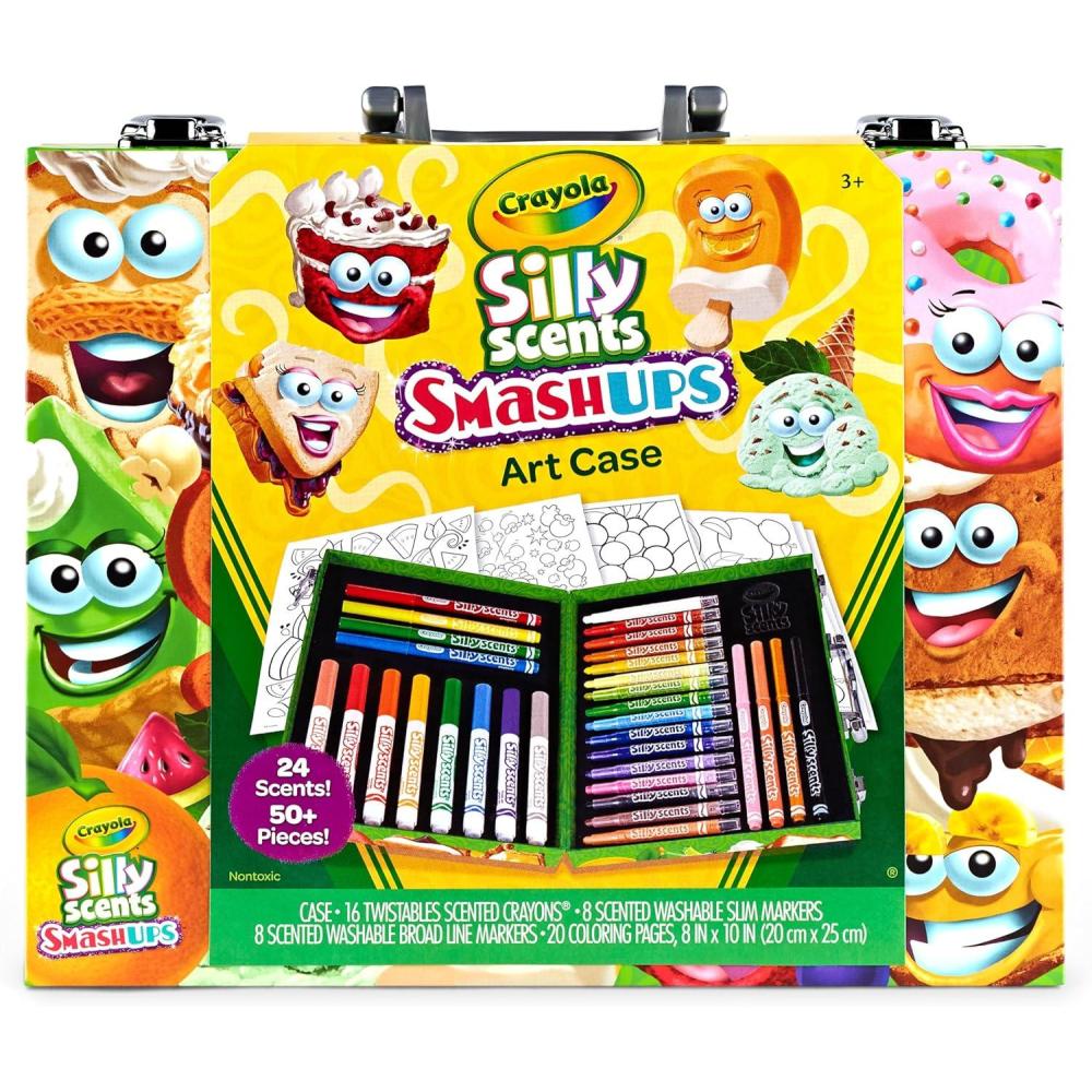 imageCrayola Silly Scents Mini Inspiration Art Case Scented Crayons ampamp Markers Set Art Kit for Kids Coloring Supplies Travel Gifts for Kids Ages 4