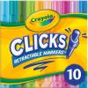 imageCrayola Clicks Retractable Tip Marker Set for Kids 10ct Markers For School Long Lasting Coloring Book Supplies No Dry Back to School Essentials 6GreenBlueRed