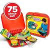 imageCrayola Create N Carry Art Set 75pcs 2in1 Lap Desk ampamp Carrying Case Art Kit for Kids Crafts Drawing ampamp Coloring Supplies Travel Gifts for KidsArt Set