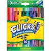 imageCrayola Clicks Retractable Tip Marker Set for Kids 10ct Markers For School Long Lasting Coloring Book Supplies No Dry Back to School Essentials 6Classics