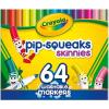 imageCrayola PipSqueaks Skinnies Washable Markers 64ct Mini Markers for Kids Coloring Markers Craft Supplies Kids Holiday Gift 364 Count Pack of 1