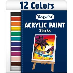 imageCrayola Acrylic Paint Doodle Sticks 12ct Acrylic Paint Marker Set for Kids Quick Dry MultiSurface Less Mess Kids Craft Supplies Ages 8