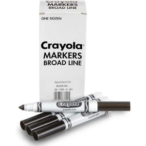 imageCrayola Broad Line Markers  Black 12ct Markers for Kids Bulk School Supplies for Teachers Nontoxic Marker Refill with Reusable BoxBlack