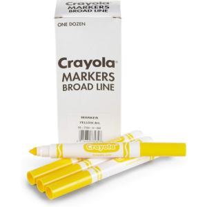 imageCrayola Broad Line Markers  Black 12ct Markers for Kids Bulk School Supplies for Teachers Nontoxic Marker Refill with Reusable BoxYellow