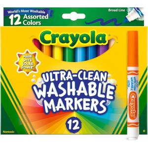imageCrayola Broad Line Markers 12 Count Washable Markers for Kids Assorted Back to School Essentials Teacher Classrooms Must Have School Supplies 3