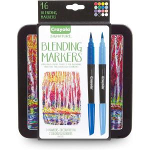 imageCrayola Brush ampamp Detail Dual Tip Marker Set 16 Markers 32 Colors Adult Coloring Markers Gifts for Teens ampamp AdultsBlending Markers