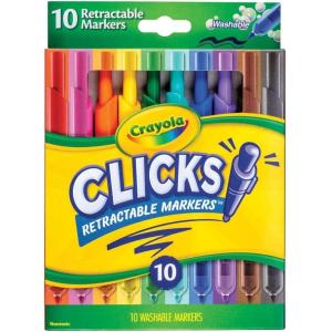 imageCrayola Clicks Retractable Tip Marker Set for Kids 10ct Markers For School Long Lasting Coloring Book Supplies No Dry Back to School Essentials 6Classics